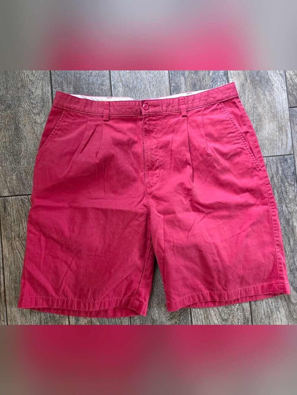 Duck Head Men's Coral Pink Pleated Vintage Cotton Shorts Sz 38 Short
